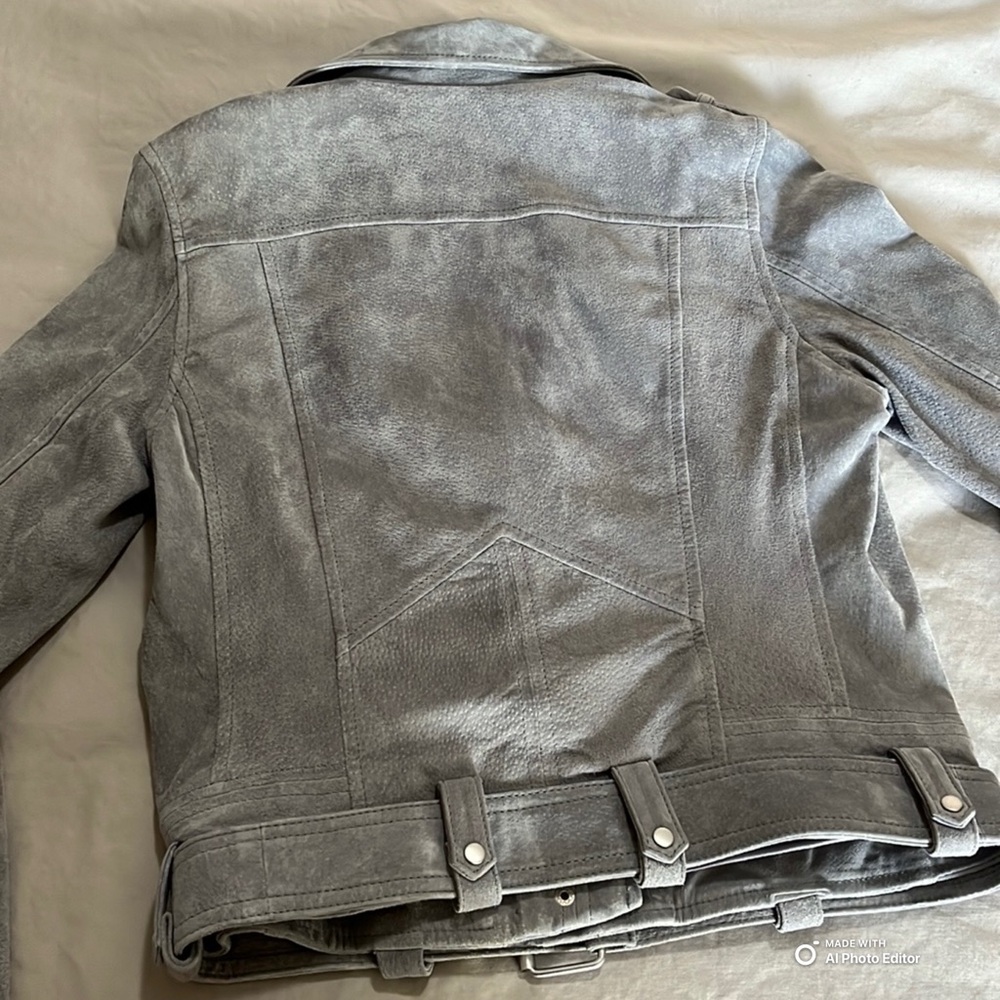 BLANK NYC Suede Moto Jacket Cloud Grey Size Small NWOT Genuine Leather Biker - Picture 8 of 12